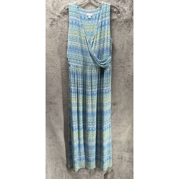 J. Jill Dresses & Skirts - J Jill Medium Maxi Dress Teal Blue Green Stretch Rayon Wrap V Neck Sleeveless